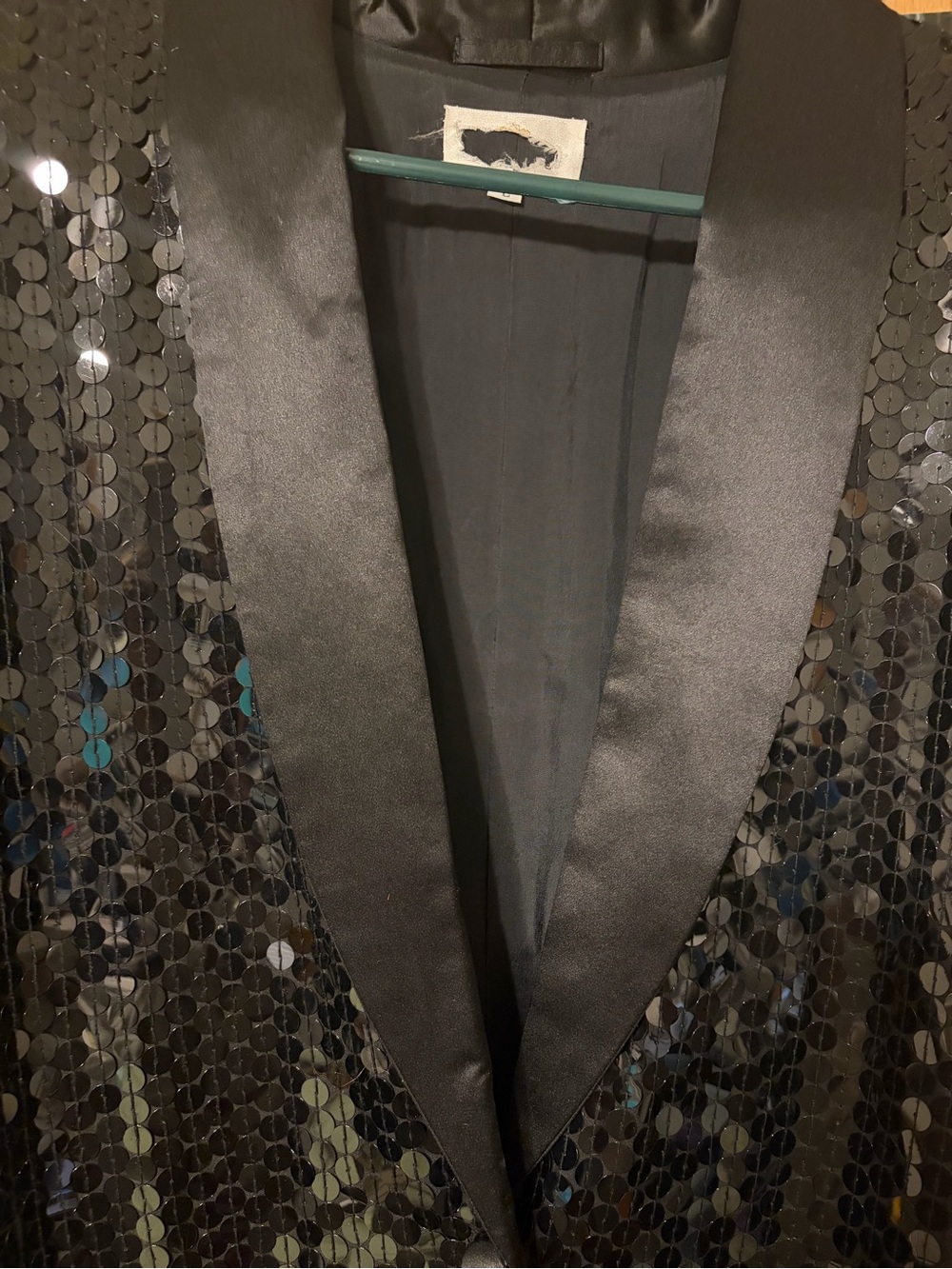 The ‘Black Tie’ label by He-Ro Industries vintage 1980’s black sequin blazer SzL - Picture 8 of 9